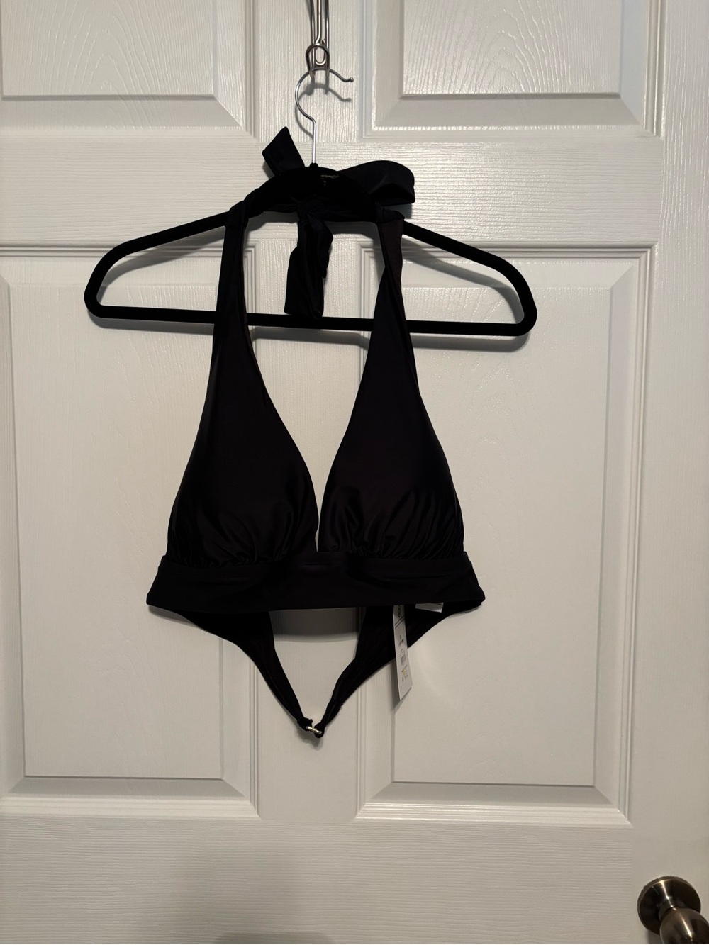 Time and Tru Black Halter Bikini Top NWT